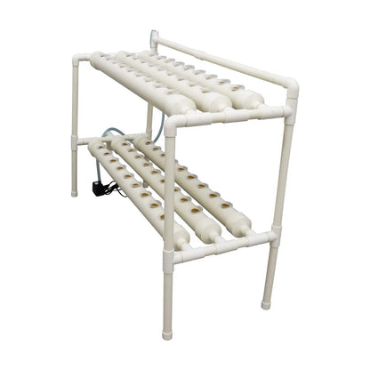 EQCOTWEA Wall-Mounted Hydroponic Grow Kit 54 Plant Sites Hydroponics Planting System 6 PVC Pipes Hydroponic Gardening Indoor System with 110V Water Pump,Planting Sponge,Hose