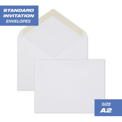 Mead A2 Invitation Envelopes, 4-3/8" x 5-3/4", Gummed Closure, White Woven Premium 24-lb Paper Mailing Envelopes, 100 Count (CO198)