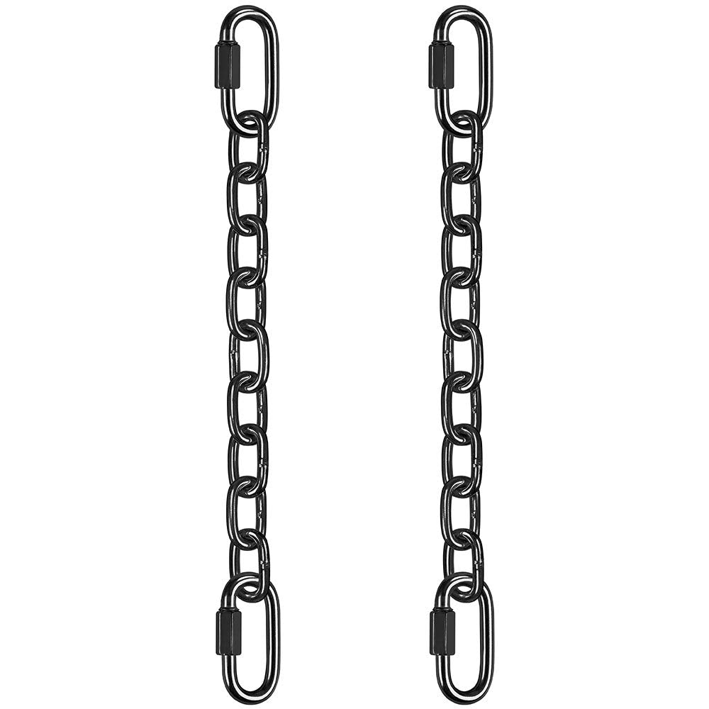 BeneLabel 2Pcs 28 inch Black Heavy Duty Hanging Chains with 4 Carabiners 1000 LB Capacity Hanging Hammock Chair Hardware Extension Chain for Swing, Hanging Chair, Punching Bags, Indoor and Outdoor