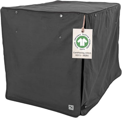 Molly Mutt I'm a Realist Dog Crate Cover, 100% Cotton Canvas Cover with 2 Roll-Up Panels, Ideal for Dog or Cat Crate, Durable, Washable, and Free of Harmful Chemicals, 48" x 30" x 33"