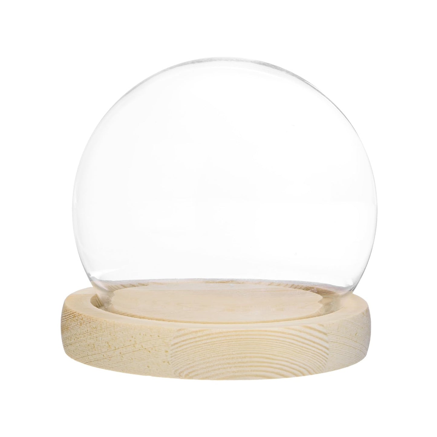 M METERXITY Cloche Glass Dome, D3.9In Ball Jar with Wooden Base for DIY Snow Globes/Small Plants/Flowers/Candles/Models/Souvenirs, Glass Display Case [Wood]