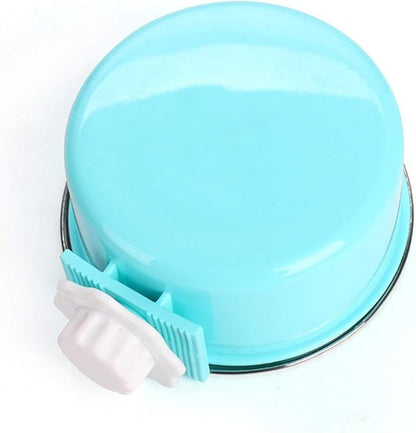 Crate Dog Bowl,Removable Stainless Steel Water Food Feeder Bowls Crate Coop Cup,Pet Cage Bowls with Bolt Holder for Cat, Puppy, Birds, Rats, Rabbits Small Animals ((Blue+Pink) Round, Samll)