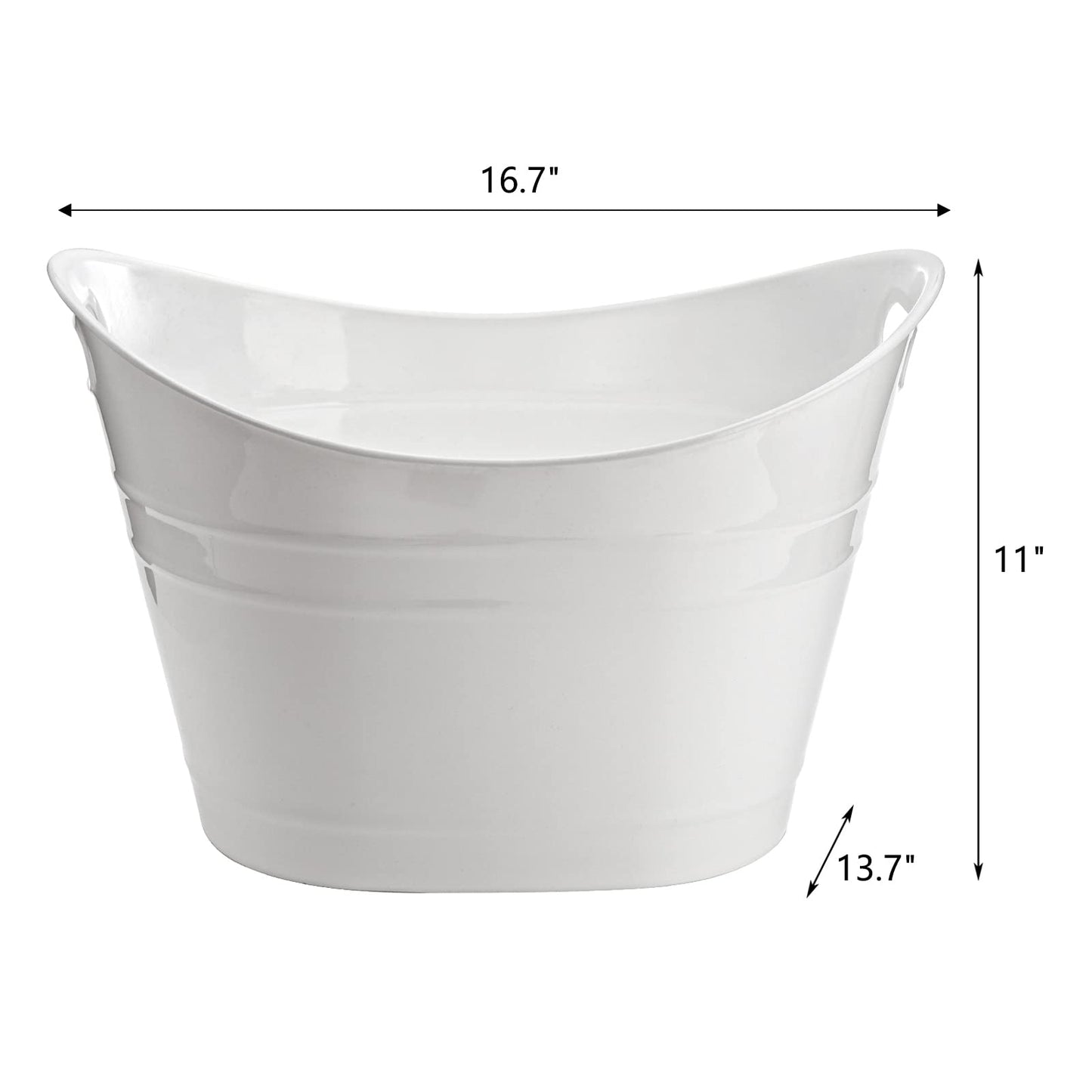 ZEAYEA 4 Pack Beverage Tub, 18L Plastic Beer Bottle Bucket with Handles, White Party Tub for Drinks, Plastic Buckets for Ice Wine Beer Bottle Cooler