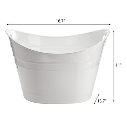 ZEAYEA 4 Pack Beverage Tub, 18L Plastic Beer Bottle Bucket with Handles, White Party Tub for Drinks, Plastic Buckets for Ice Wine Beer Bottle Cooler