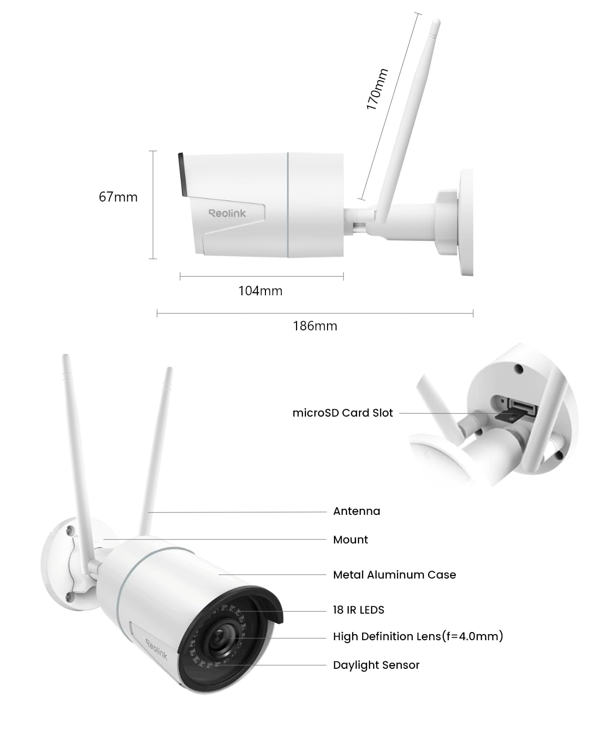 REOLINK Plug-in Outdoor WiFi Security Camera, 5MP HD Dual Band Wired Wi-Fi Camera for Home Security-2.4/5 Ghz, Smart Detection, Motion Detection, Night Vision, IP67 Waterproof, RLC-510WA