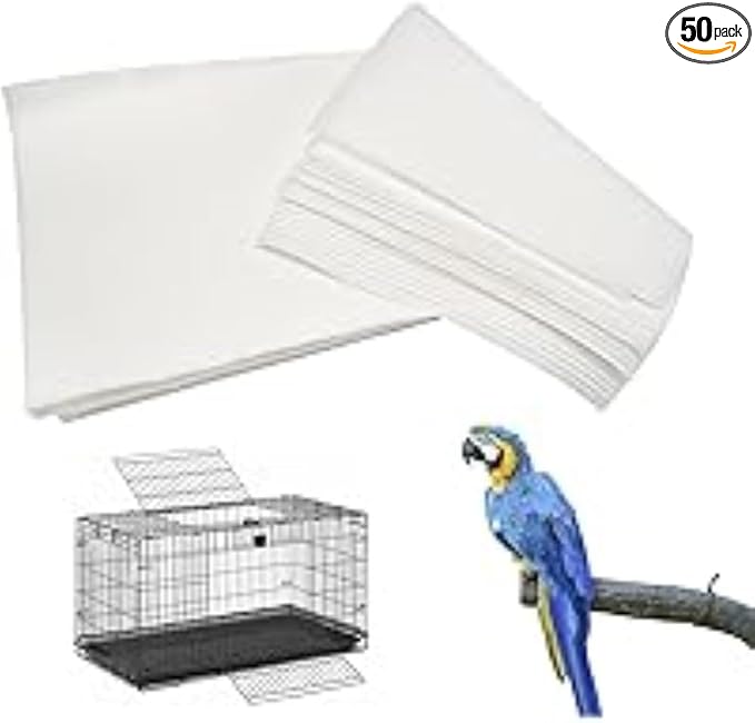 Bird Cage Liner Sheets, 18x18 and 24x36 Inches, 100 Count, White, Custom Cut (60lb up to 24x24)