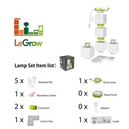 LeGrow Indoor Planter with LED Grow Light, Automatic 12 Hours Timer, 7 Days Watering-Free, 2 Self Watering Pots for Small Plants, Home Decor & Office Desktop, White