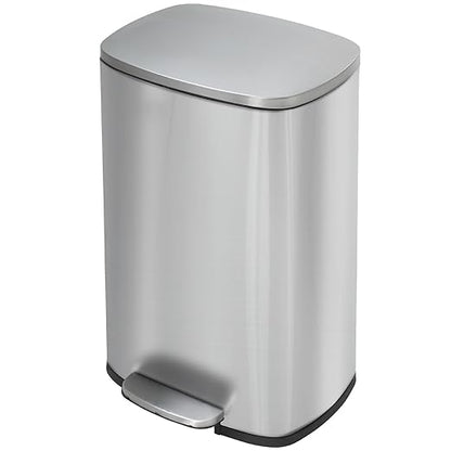 BestMassage 13 Gallon (50L) Stainless Steel Trash Can with Lid, Removable Inner Bucket, Foot Pedal, Soft Close for Home, Kitchen, Office