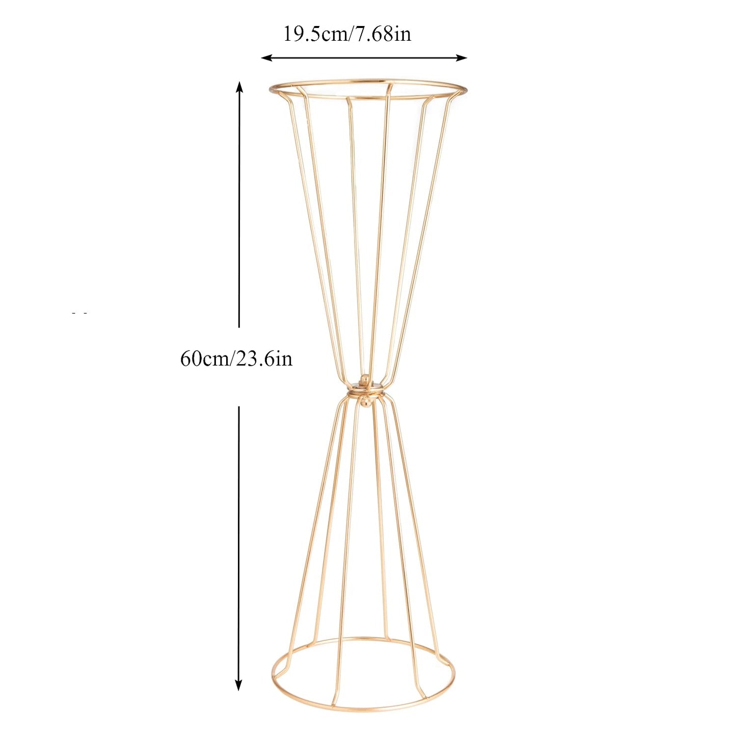 Gold Vases Centerpieces for Wedding Geometric Metal Flower Stand for Tables Bulk, 4pcs 23.6” Tall Trumpet Vases for Centerpieces Party Dinner Anniversary Ceremony