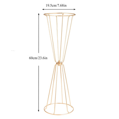 Gold Vases Centerpieces for Wedding Geometric Metal Flower Stand for Tables Bulk, 4pcs 23.6” Tall Trumpet Vases for Centerpieces Party Dinner Anniversary Ceremony