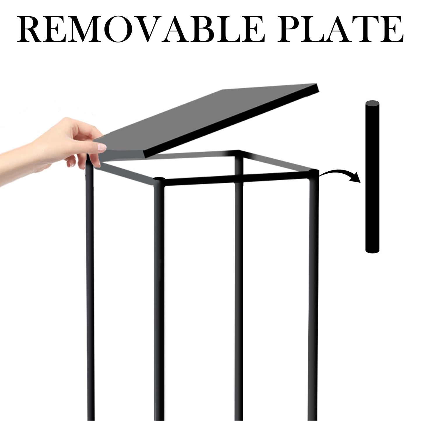 Hyuetrsa 3 Pcs Black Vase for Wedding Centrepieces Metal Flower Stand Geometric Display Table Column Rack Wedding Flower Stand Tall 15.7/23.6/31.5in for Home Birthday Party Decorations