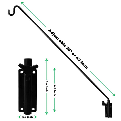 MIXXIDEA 2 Packs Heavy Duty Extended Reach Wall Mounted Deck Hook Wall Pole, Wall Bracket Direction and Length Adjustable Plant Bracket for Bird Feeders, Planters, Suet Baskets, Lanterns, Wind Chimes