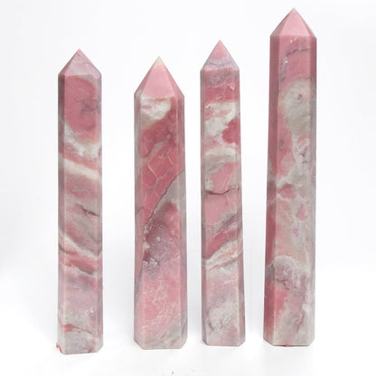 Large Pink Opal Stone Crystal Tower Big Wand Obelisk Healing Crystal Point Faceted Prism Figurine Meditation Therapy Home Decor (1.9-2.4LB)