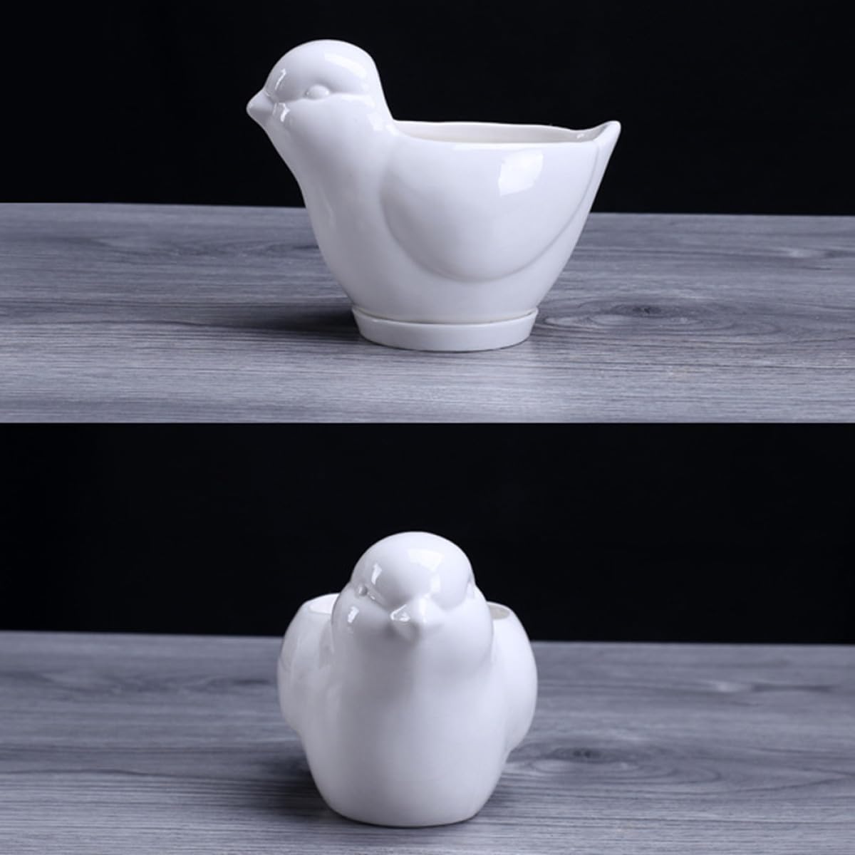 FOMIYES Ceramic Succulent Plant Container Bird Shape Small White Flower Pot Saucer Indoor Desktop Planter for Home Gardening
