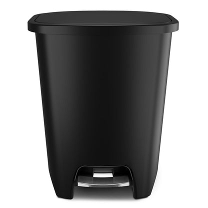 Glad Premium 20 Gallon Trash Can - Plastic Kitchen Waste Bin with Odor Protection of Lid, Stainless Steel Step On Foot Pedal and Garbage Bag Rings, Black