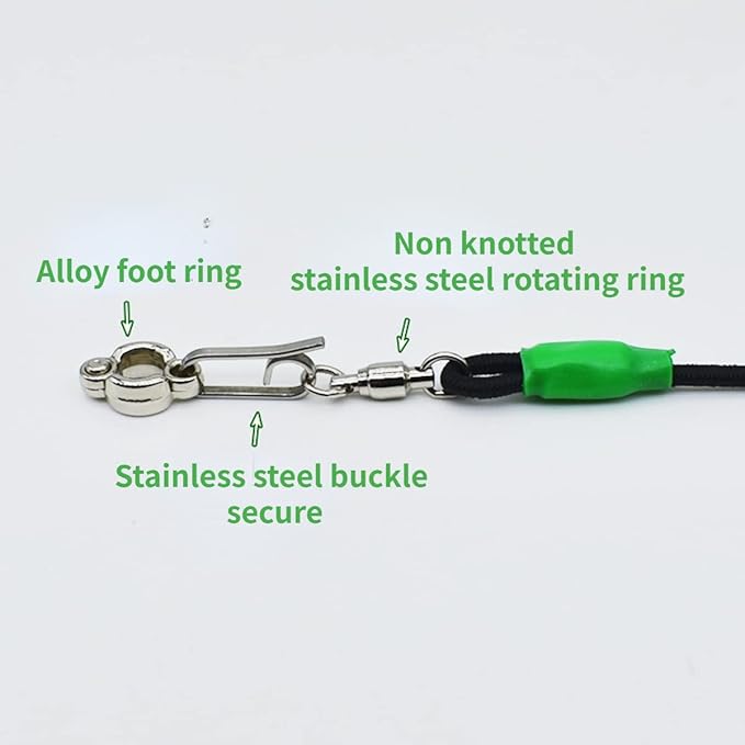 Bird Foot Chain with Flying Latex Elastic Training Rope Outdoor Parrot Ankle Foot Ring Accessories Bird Harness Leash Prevent Escaping (Model4-With 78.7inch Leash)