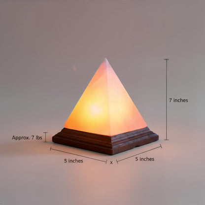 ZKTRADING Himalayan Pink Salt Pyramid Lamp 7 Inch Tall with Dimmer Switch, Handcrafted Natural Crystal Salt Lamp, Warm Yellow Glow Night Light for Bedroom, Office & Home Decor Gift