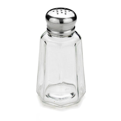 New Star Foodservice Glass Salt and Pepper Shaker with Stainless Steel Mushroom Top, 2-Ounce, Set of 12
