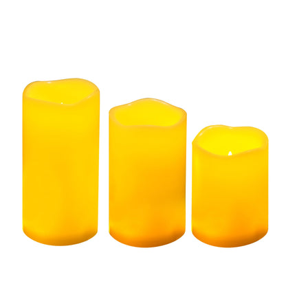 CANDLE CHOICE Waterproof Outdoor Battery Operated Flameless Candles Flickering Plastic Resin Electric LED Pillar Lights for Lantern Patio Garden Wedding Halloween Christmas Decorations 3x4”5”6” 3 Pack