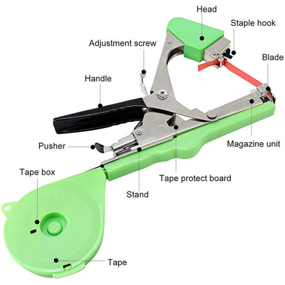 Swetero Plant Tying Machine Tool,Plant Tape Gun with 10000pcs Staples 20 Rolls Tape and Replacement Blade for Grapes,Raspberries,Tomatoes and Vining Vegetables Tying Tool(Green)