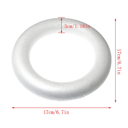 RLECS 4pcs 6.7 Inch Foam Wreath Forms for Crafts White Circles for Christmas Decorations Wreath Shaped Foam Ring