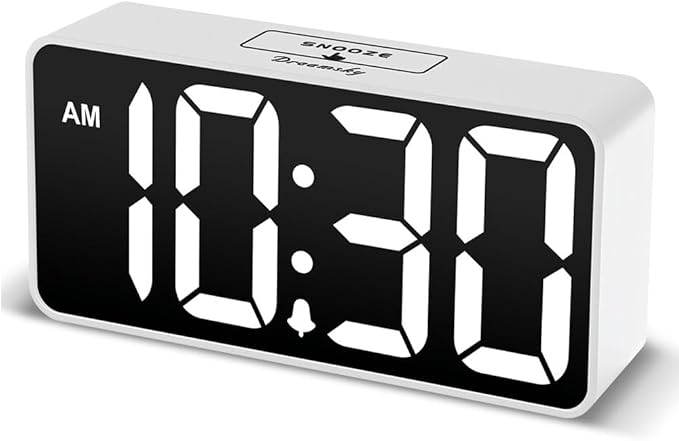 DreamSky Small Digital Alarm Clock for Bedroom with Large Big Numbers | Electric Bedside Desk Clock with USB Charging Port, Brightness Dimmer, Adjustable Alarm Volume, USB-C Adapter Powered