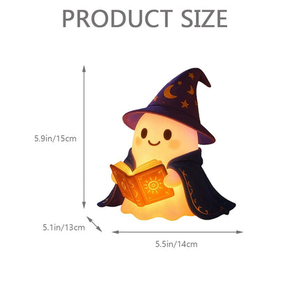 MYSNKU Halloween Ambiance Lamp – Cute Ghost Reading Book Night Light, Suitable for Indoor Party & Spooky Outdoor Halloween Decoration (Magic Book)
