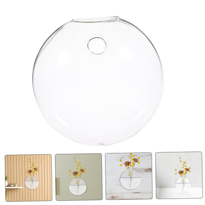 Cabilock 2pcs Wall-Mounted Glass Hydroponics Vases Cool Plant Terrariums for Home Office Decor Glass Flower Pots Root Display Vases