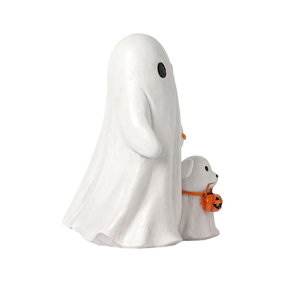 VILLADECOR Halloween Ghost Walking Dog Statue, Cute White Ghosts Figurines Halloween Table Decor, 8.9 inch