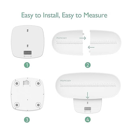Momcozy Baby Scale, Multi-Function Scale for Body Weight and Height Measurement, Weighted Feeds, with Curved Removable Tray, for Newborns, Adult Scale & Pet Scale, 5 Units, Auto-Off,Digital LED Screen