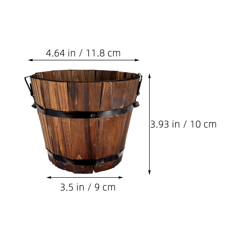 GANAZONO Wooden Whiskey Barrel Planter 6-Pack Round Outdoor Garden Flower Pots Rustic Wood Planters for Patio Lawn Decor 10.5 Inch Diameter