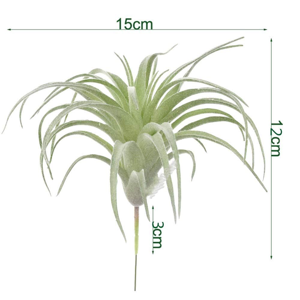 EBUYOM 2 PCS Artificial Succulents Plants Unpotted Fake Flocking Tillandsia Air Plants Succulent Bromeliads Bouquet Arrangements Faux Plants DIY for Garden Terrarium Decor Home Decoration Green