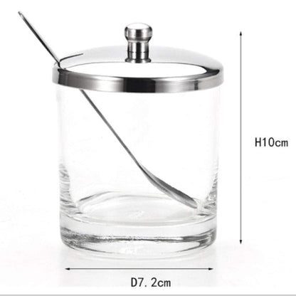 Whitenesser Glass Sugar Bowl with Lid Spices Bottles Jar with Stainless steel Spoon Serving for Spices Paprika, Salt,Cumin, 8 Ounces(225 Milliliter)