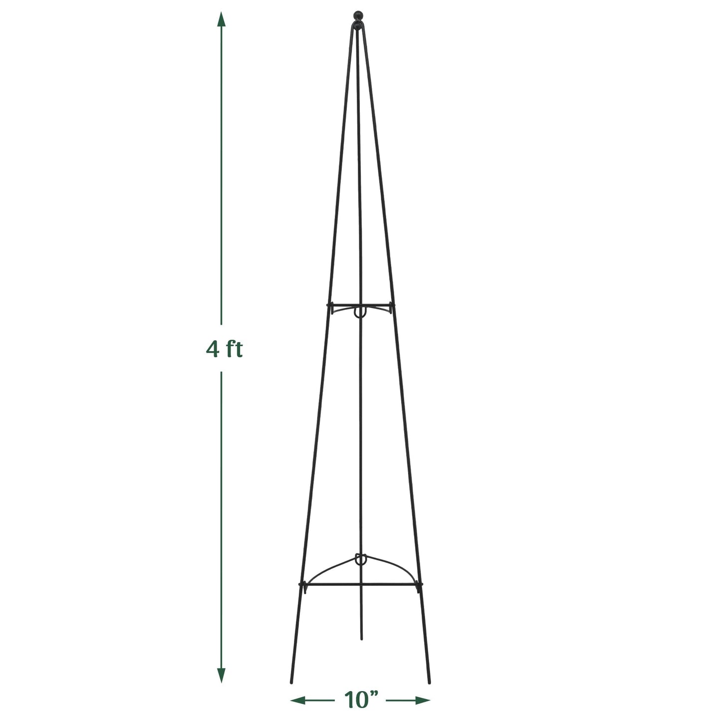 Arcadia Garden Products – No Assembly Required – 4 ft Folding Metal Obelisk Trellis for Climbing Plants – Plastic-Coated Grow Support for Indoor Outdoor Flowers, Vegetables, Vines, Ivy