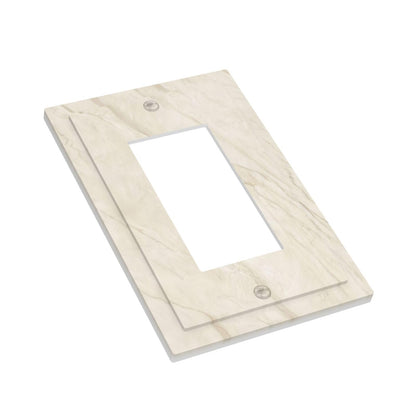 White Taupe Marble Abstract Luxury Decorative Outlet Covers 1 Gang Single Rocker Light Switch Cover Plate Wall Plates GFCI Faceplate for Bathroom Kitchen Home Decor