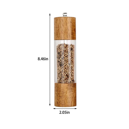 （Pack of 2）Salt and Pepper Grinder Set,Wooden Salt and Pepper Shakers,Adjustable Pepper Grinder and Salt Grinder for Coarse and Fine Grinding,Pepper Mill Grinder-8 Inches (8 Inches)