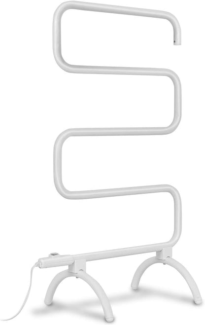 Electric Towel Warmer, S-Shaped Heated Towel Rack with Built-in Switch, Constant Temperature Control, 15 Min Fast Heating, Freestanding & Wall-Mounted Drying Rack for Bathroom, White