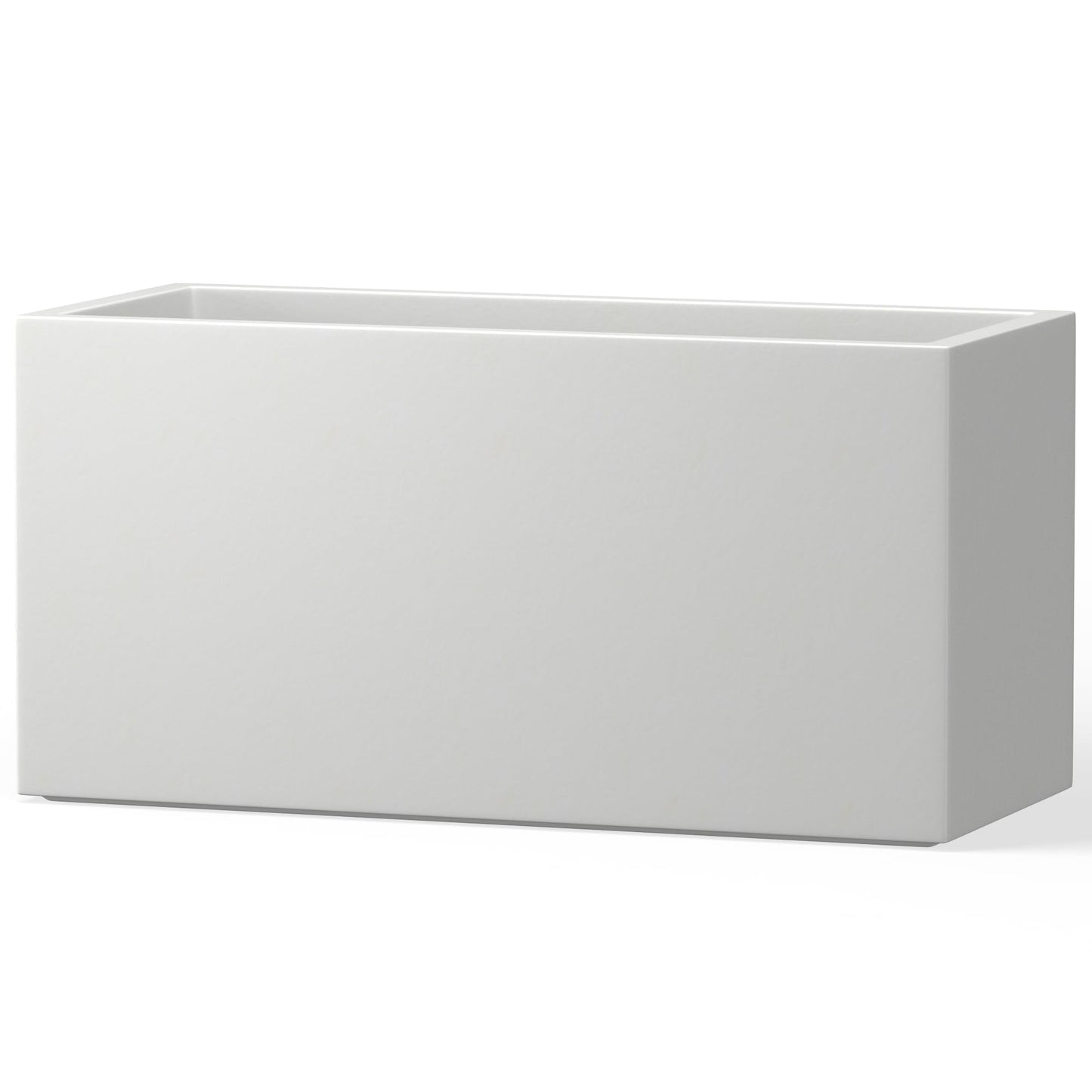 Kante 23.6" L Rectangular Concrete Planters, Outdoor Indoor Modern Plant Pot with Drainage Hole and Rubber Plug for Garden, Patio, Pure White Finish