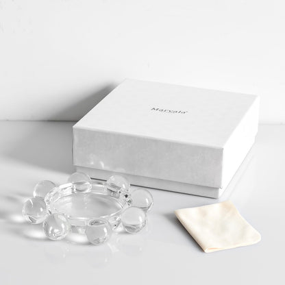 Marvala Crystal Bubble Candle Holder, Round Pillar Candlestick Plate Stand for Table Centerpieces, Candle Dish for Home Decor, Modern Decorative, Party, Wedding (Clear)