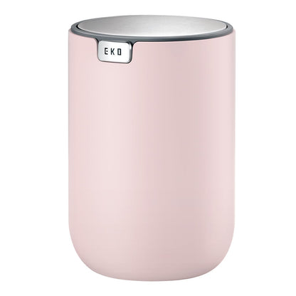 EKO Fandy 0.4 Gal/1.5L Mini Tabletop Trash Bin with Swing-Lid, Desktop Trash Can for Bathroom Countertop, Vanity, Coffee or Office, Small Garbage Bin (Pink)