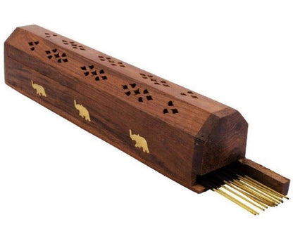 Bless-International Traditional-Handmade-Burner Wooden-Coffin-Incense-Stick-Holder Ash-Catcher-Stand (Wooden Coffin)