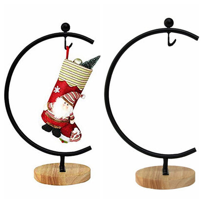 YY YEARCHY Ornament Display Stand Iron Pothook Stand for Hanging Glass Terrarium with Wood Base Creative Decoration for Home Garden Wedding Party Festival (G Shaped-Black,2PCS)