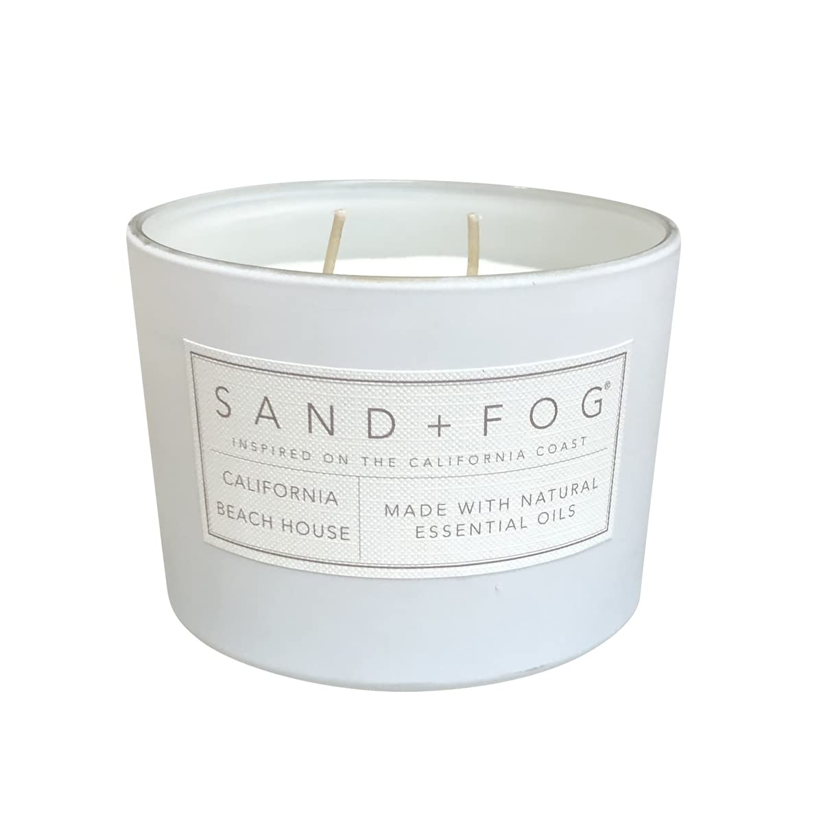Sand + Fog Scented Candle - California Beach House – Additional Scents and Sizes – 100% Cotton Lead-Free Wick - Luxury Air Freshening Jar Candles - Perfect Home Decor – 12oz (Pack of 2)