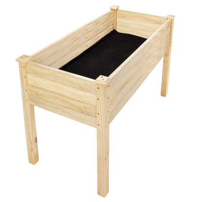 VINGLI 48.5" Wood Elevated Raised Garden Bed with Bed Liner, Heavy Duty Planter with Legs for Vegetables Fruits Potato Onion Flower, Outdoor Sturdy Long Lasting Planter Box (Elevated Without Wheels)
