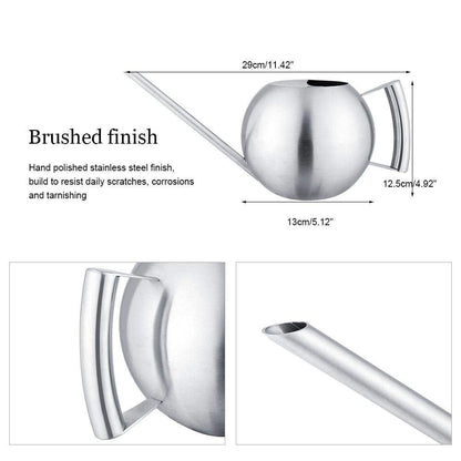 Fdit Watering Can for Indoor Plants, Stainless Steel, Long Spout, 1.0L, Silver, 11.42 Inch