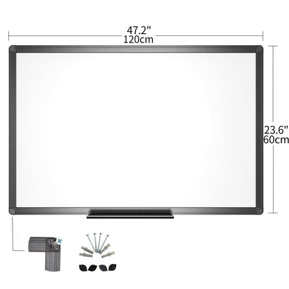 VIZ-PRO Magnetic Whiteboard/Dry Erase Board with Black Aluminium Frame, 48 X 24 Inches, Includes 1 Eraser & 2 Markers & 4 Magnets