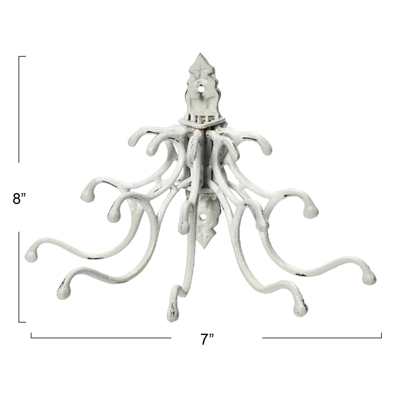Creative Co-Op Antique Decorative Cast Iron Multi Hook Wall Hanger with 15 Hooks, Distressed White