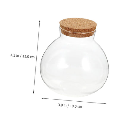 VICASKY Micro Landscape Terrarium Holder Decorative Cork Glass Bottle for Plants DIY Landscaping Round Sealed Container for Home Decor Party Accent