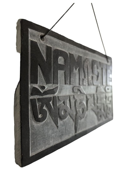 14cm / 5.5'' Fair Trade Nepalese Stone Om Sign namaste stone sign om padme welcome door hanger buddhist