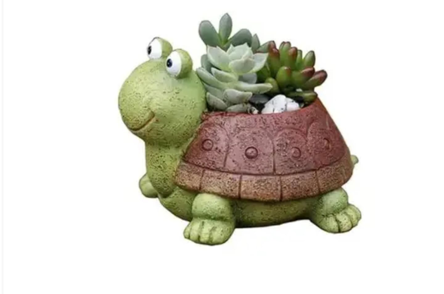 Whimsical Turtle Garden Planter, Green and Brown Resin Succulent Pot, Decorative Animal Shaped Indoor Outdoor Plant Container